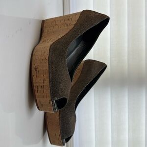 Stuart Weitzman cork wedges - gun metal - size 7